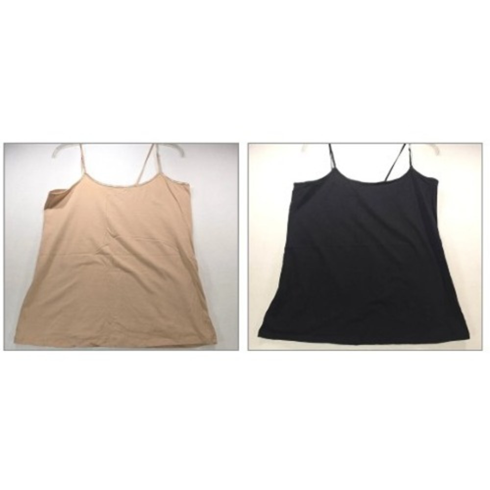 4 Pacl Bozzolo‎ Womens 2X Camisole Set Black Tan Cotton Blend Spaghetti Strap